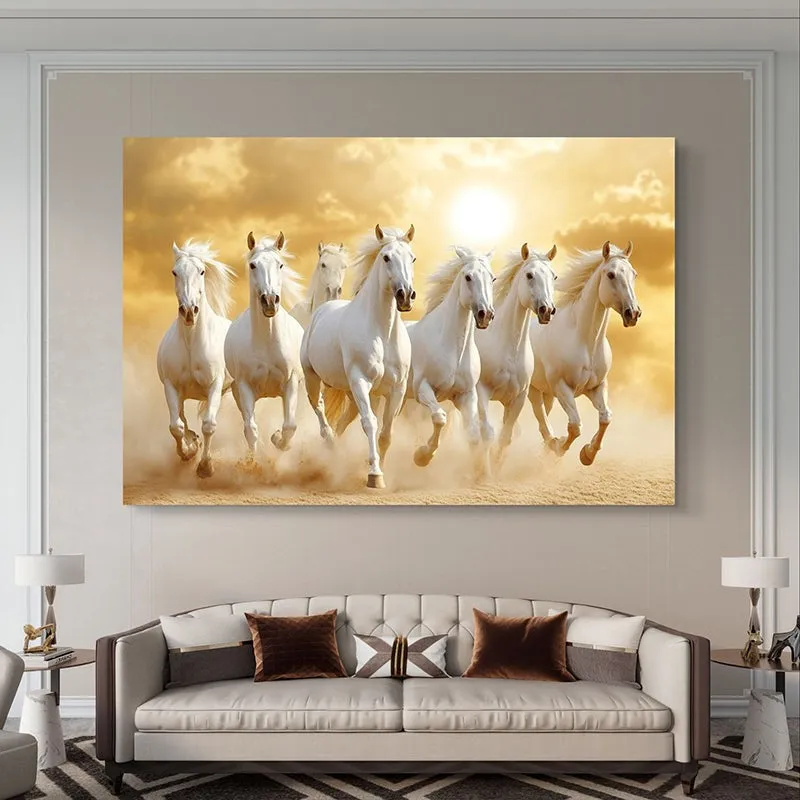 Golden Palominos Seven Horse Wall Painting media 3