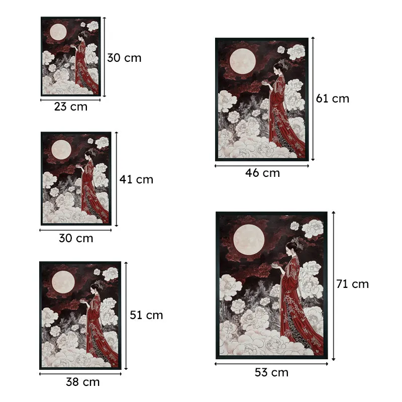 Moonlit Geisha Wall Art With Resin Frame media 8