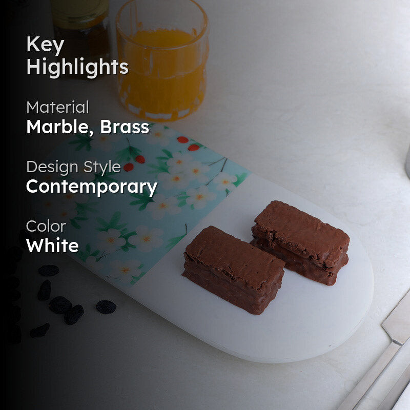 Snack Printed (Marble,Brass) Marble Platter media 2