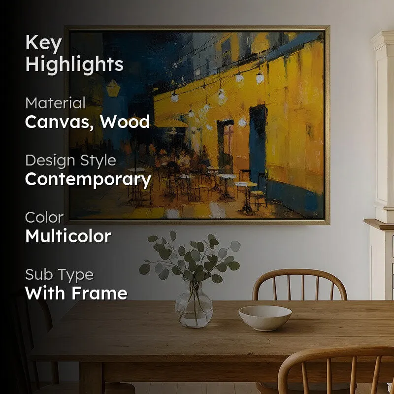 Cafe Terrace Canvas Wall Painting With Frame media 2