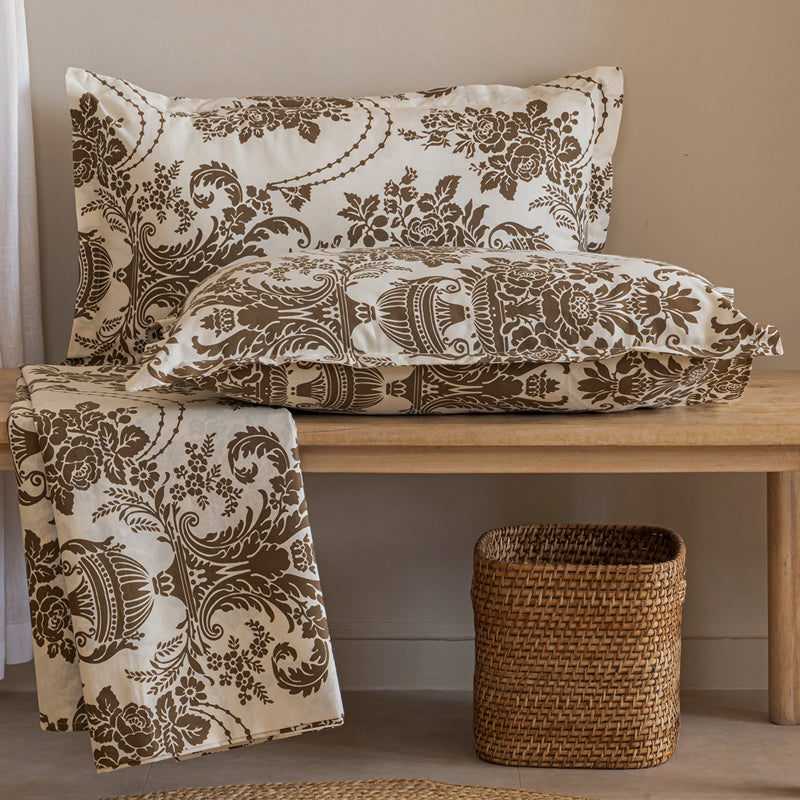 Swayam Regal Dreamscape Cotton Bedsheet (Brown) - 144 TC media 6