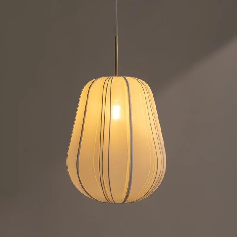Fig Living Luxe Collection Fabric Ceiling Lamp - Ivory,Gold media 1