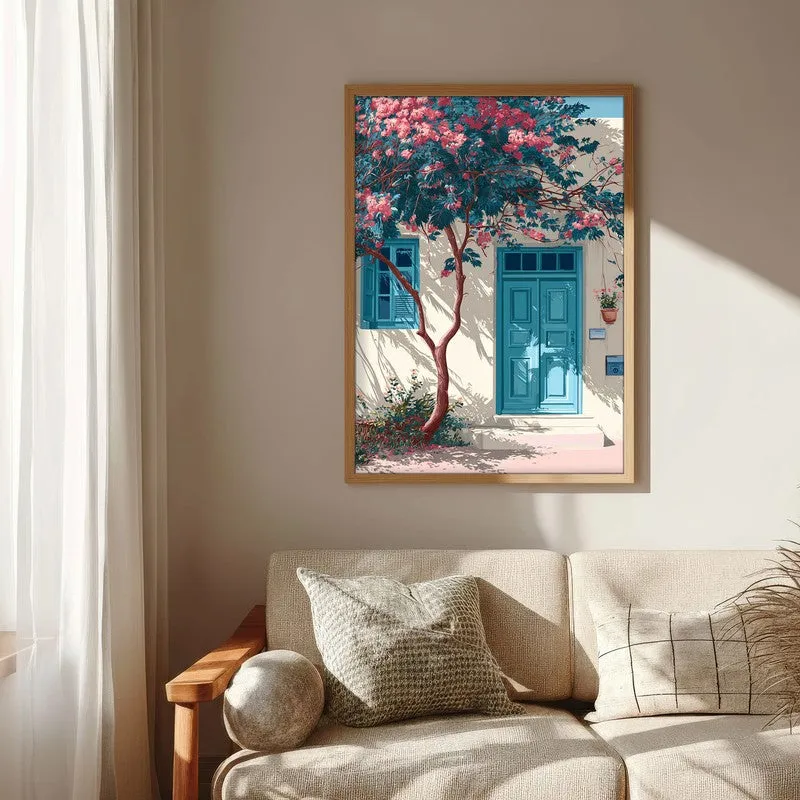 Sunlit Wall Canvas Wall Painting - Brown Frame media 6