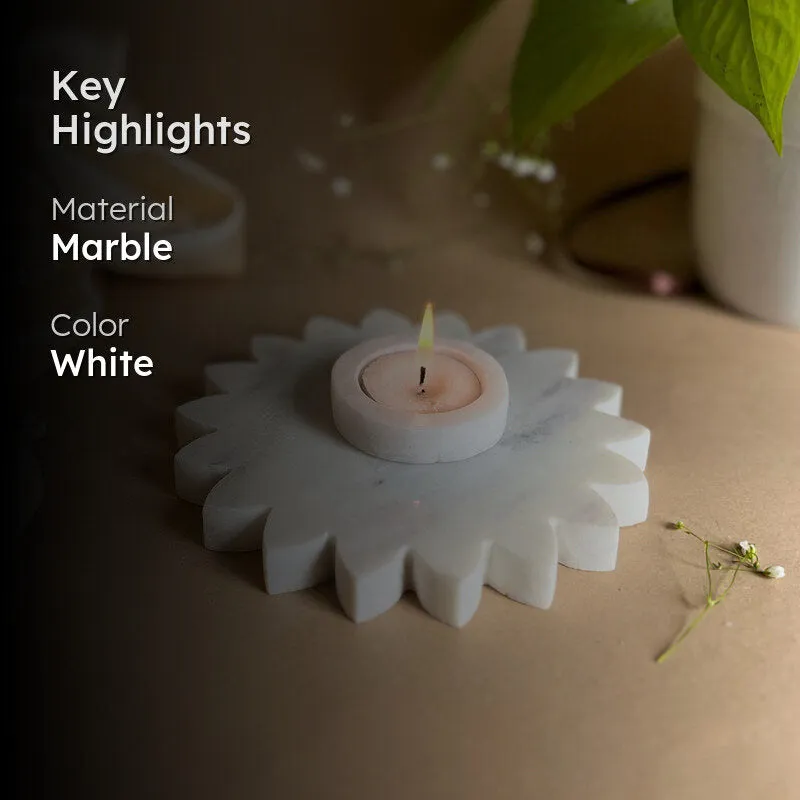 Eudora SunflowerHandcrafted Marble Tealight Candle Holder - Set Of Two media 2