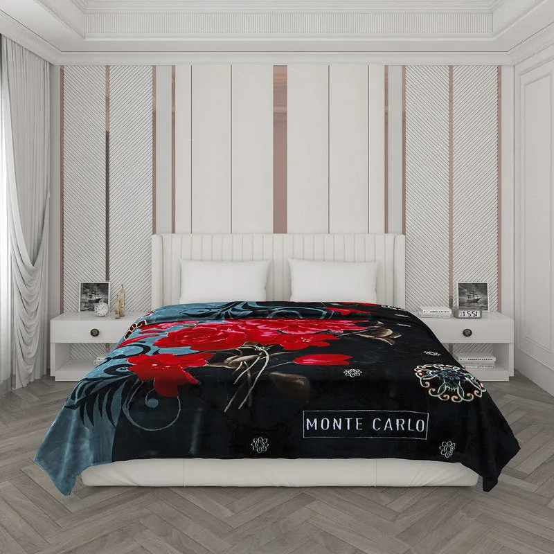 Monte Carlo Crimson Bloom Blanket (Blue,Red) - 1000 GSM media 3