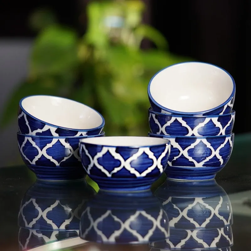 MiniFeast Ceramic Snack Bowls (Blue, 150 mL Each) - Set Of Six media 1