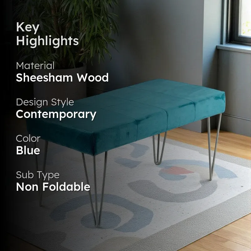 Ezaro Sheesham Wooden Bench - Blue media 2