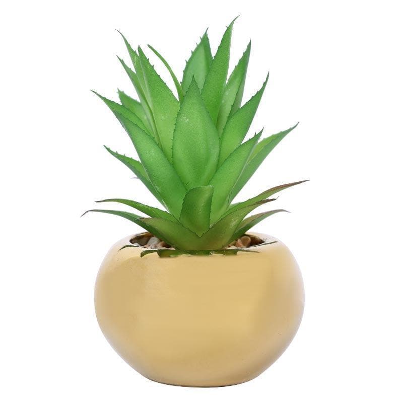 Faux Aloe Vera In Round Ceramic Pot - 14 cms media 3