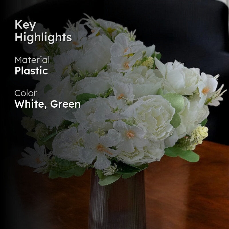Whisper Rose Artificial Flower (White) - Set Of Two media 2