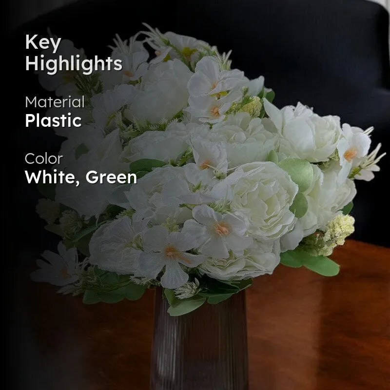 Whisper Rose Artificial Flower (White) - Set Of Two media 2