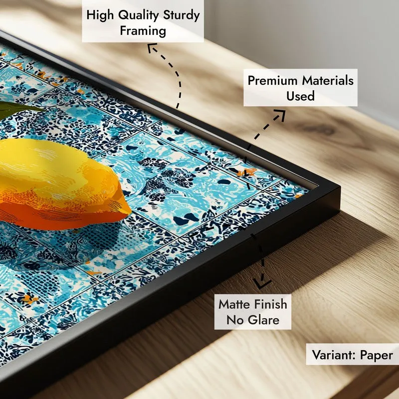 Zestara Lemon Foliage Canvas Wall Painting With Black Frame media 6