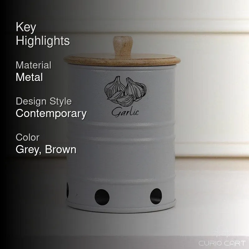 Chipo Garlic Storage Container (2.5 L) - Grey & Brown media 2