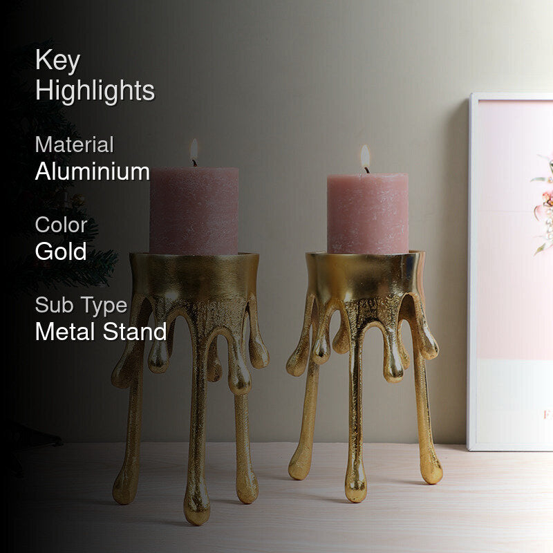 Gold Drip Candle Holder - Set Of Two media 2
