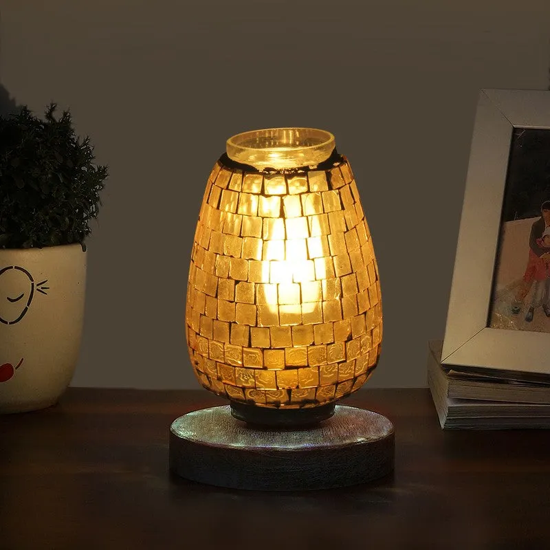 Prismore Mosaic Glass Table Lamp With Wooden Base media 1
