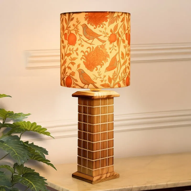 VistaGlow Designer Wooden Table Lamp - Multicolor media 1