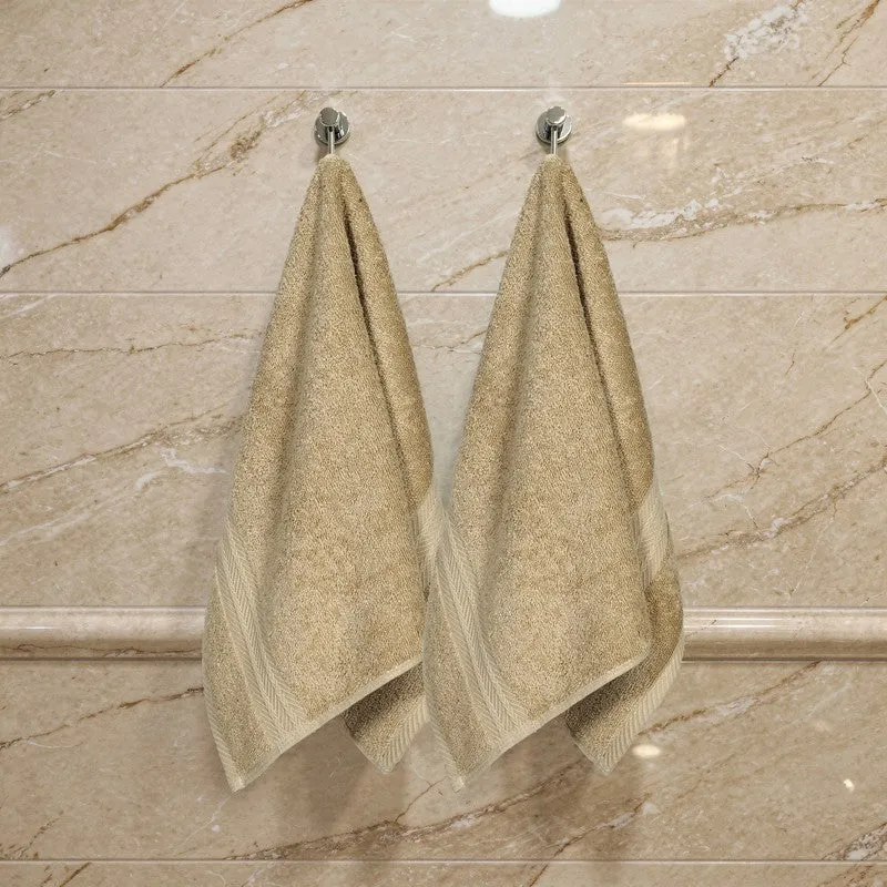 PlushAura Cotton Hand Towel (Camel) - Set Of Two media 3