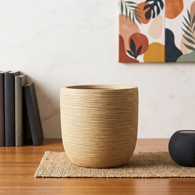 Ugaoo Arcridge Short Plastic Planter - Brown media 1