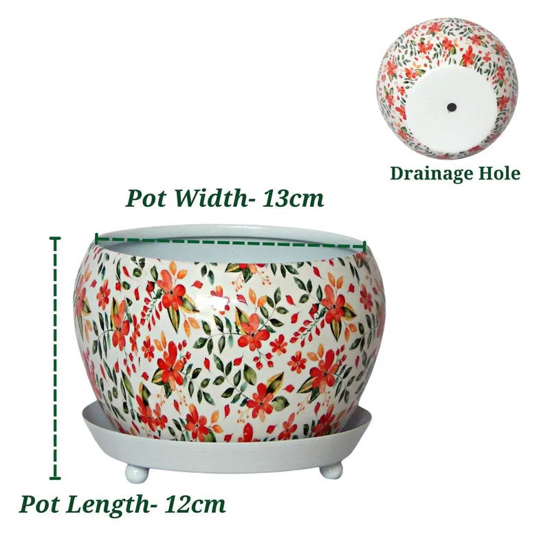 Julietta Peach Floral Planter With Plate media 6