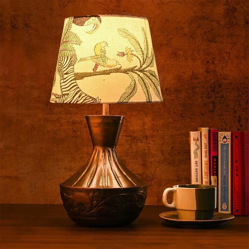 Kalash Etched Metal Fabric Table Lamp - Multicolor media 3