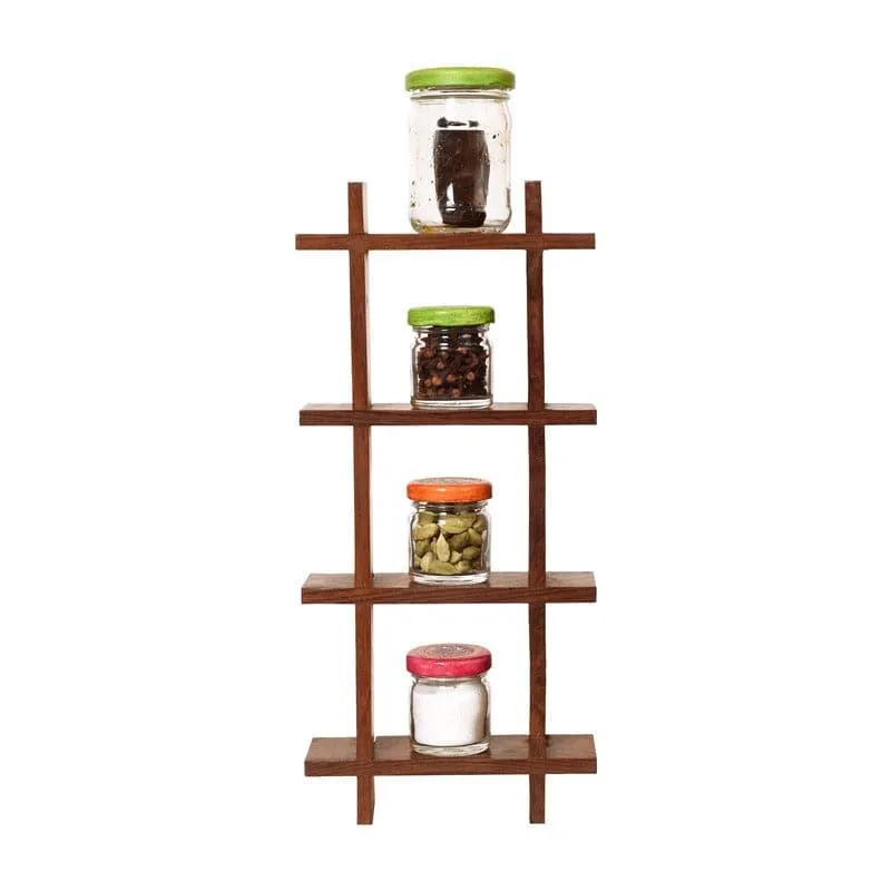 Samparathi Wooden Wall Shelf With Pots - Five Piece Set media 4