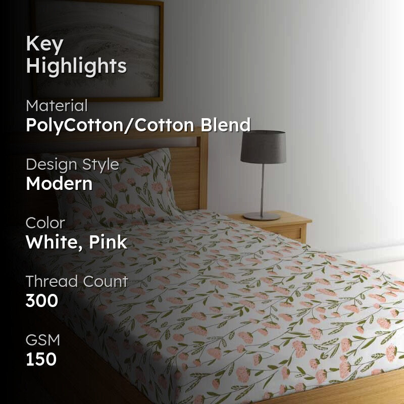 Blooming Tulips Printed Bedsheet - 150 GSM media 2