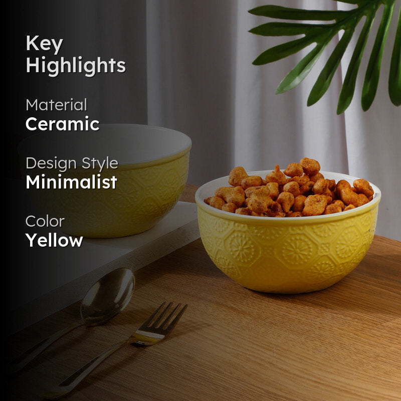 Cuppa Serving Bowl (Yellow,600 mL) - Set Of Two media 2