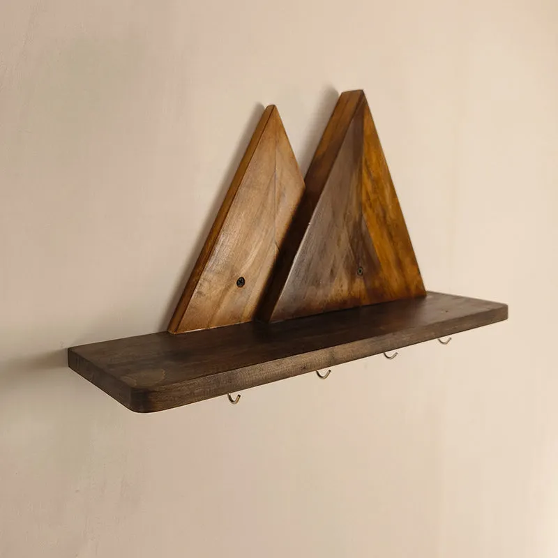 Vantika Wooden Wall Shelf Organiser with Key Holders media 4
