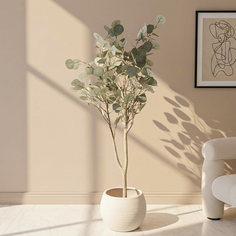 Artificial Eucalyptus Tree With Black Plastic Pot