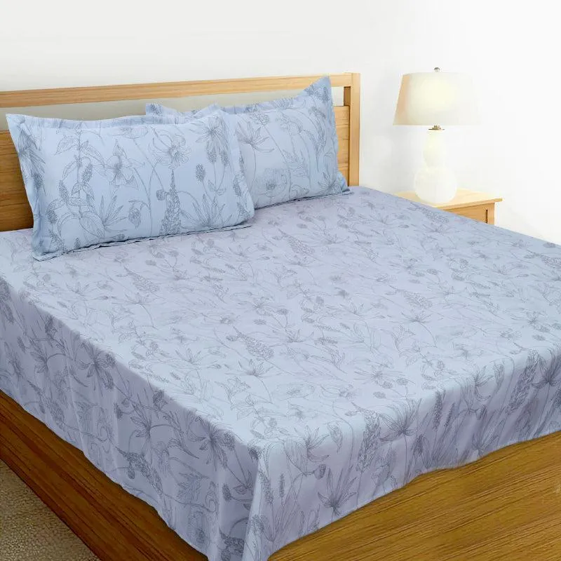 Jonees Printed Cotton Bedsheet (Purple) - 300 TC media 1