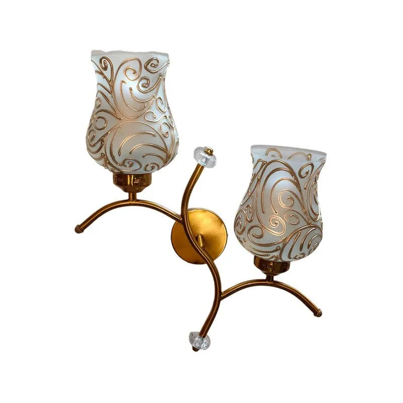 TwinAura Glass Wall Lamp - White & Gold media 4