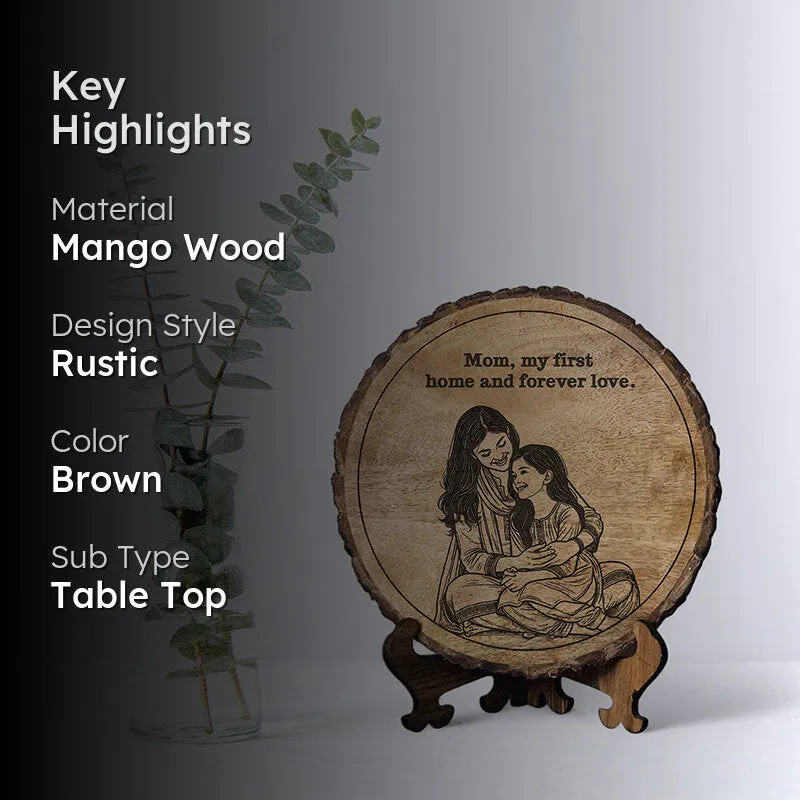 Mom Is My First Home Wood Showpiece - Round media 2
