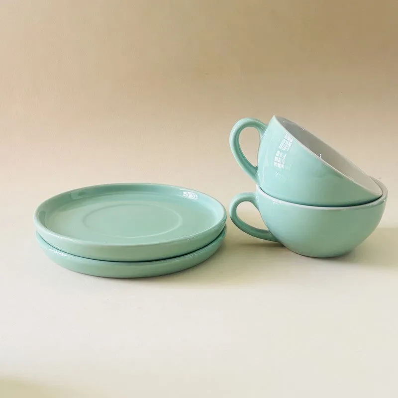 Ceramic Cup & Saucer (Sage Green/240 mL Each) - Set of Two media 6