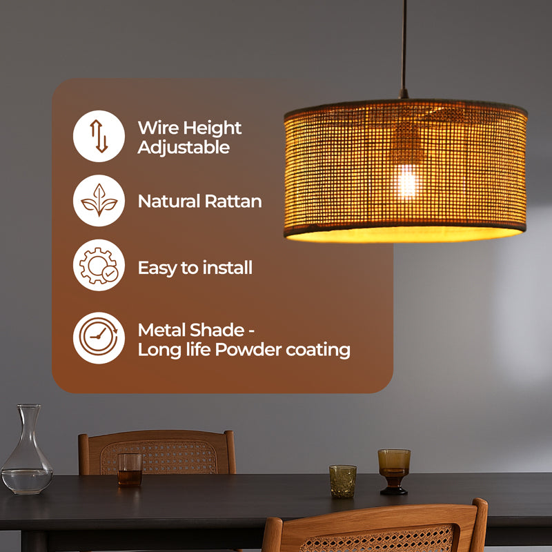 Lume Ray Rattan & Metal Ceiling Lamp media 8