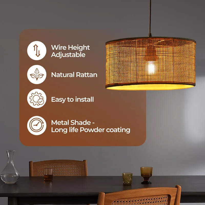 Lume Ray Rattan & Metal Ceiling Lamp media 8