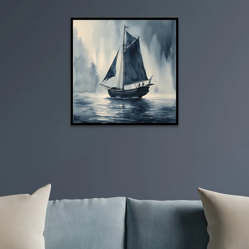 Monochrome Sails Canvas Wall Art With Frame media 5