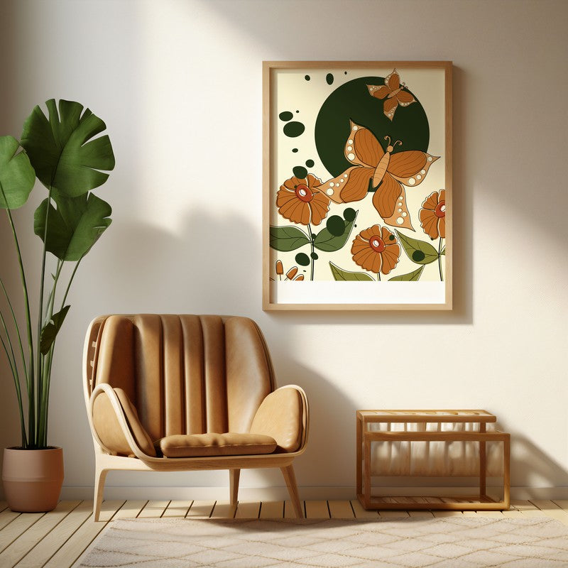 Verdant Visions Archival Canvas Wall Art - Natural Brown Frame