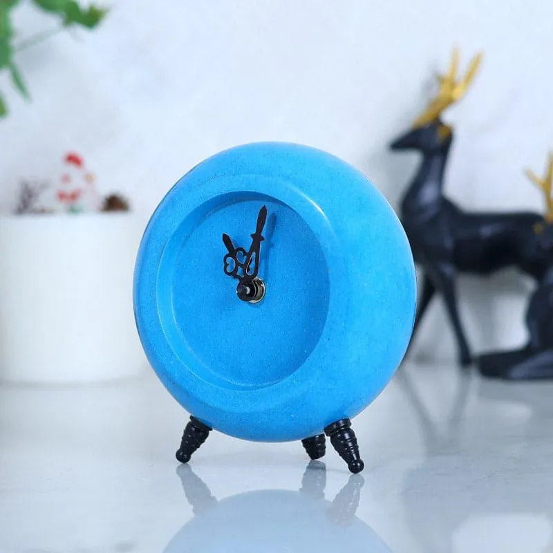 Tisora Hand Crafted Marble Table Clock - Blue media 1