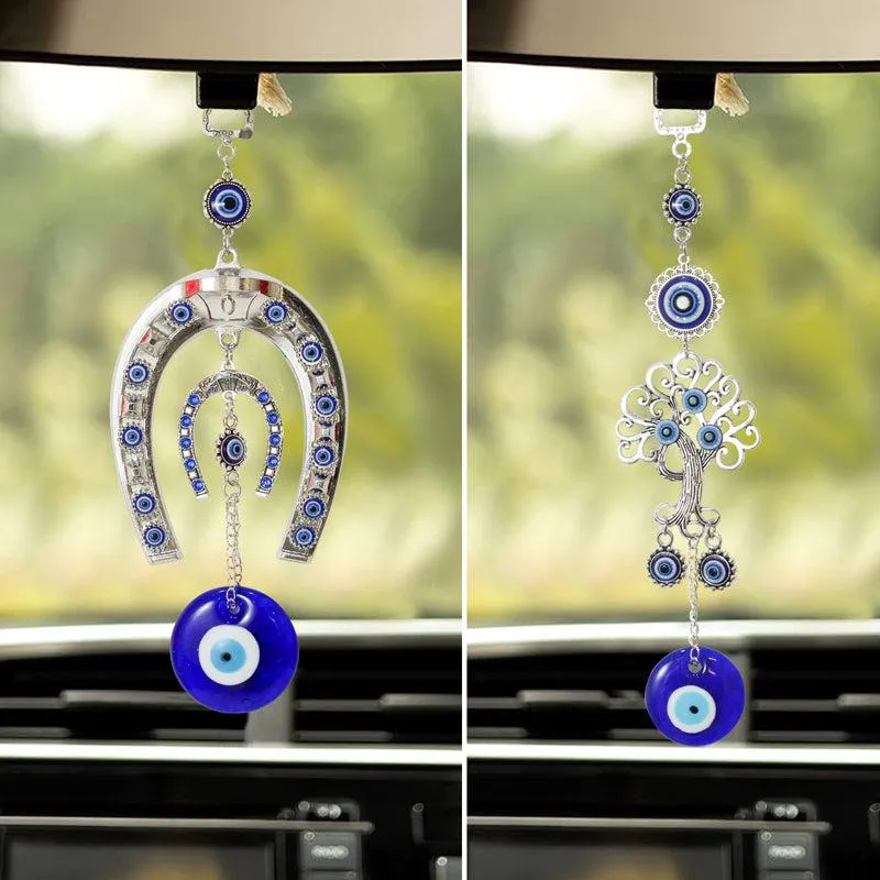 Tree Of Life & Horse Shoe Evil Eye Metal Wall Accent - Set Of Two media 5