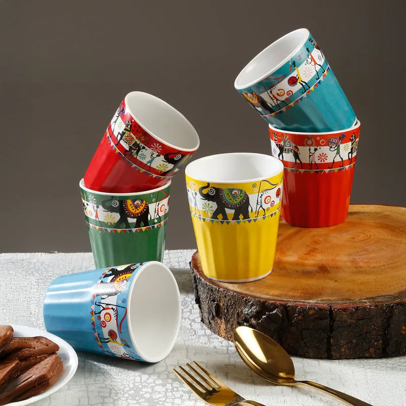 Elephenta Ceramic Tea Cup (130 mL Each) - Set Of Six media 1