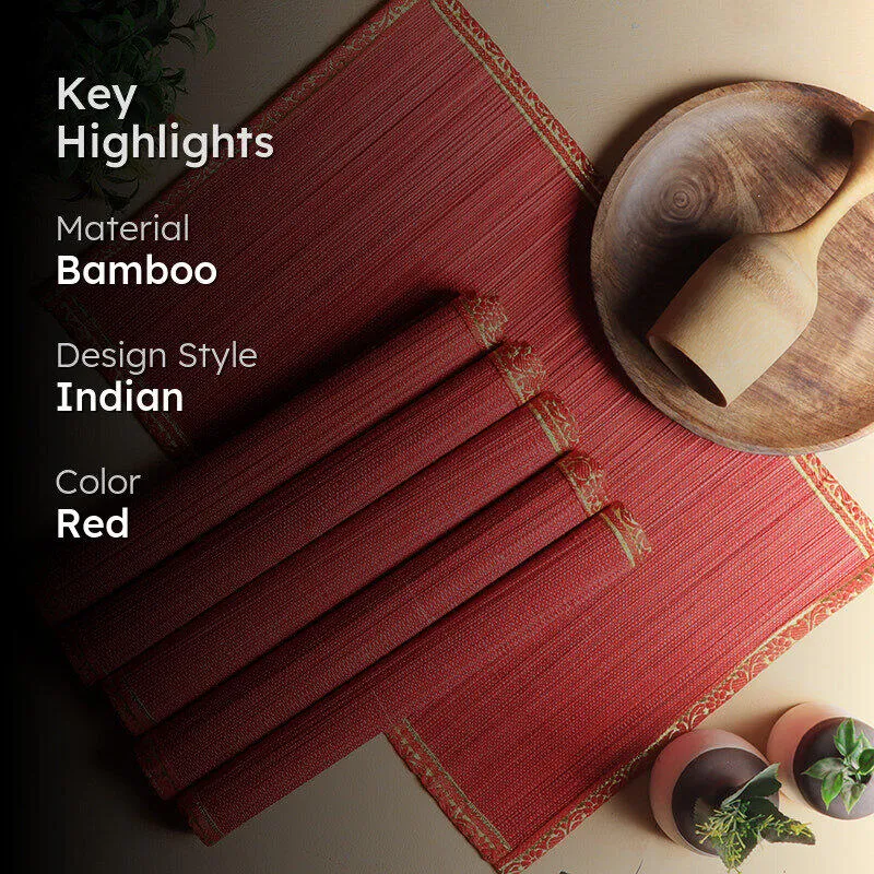 Eco Sip Bamboo Table Mat (Red) - Set Of Six media 2