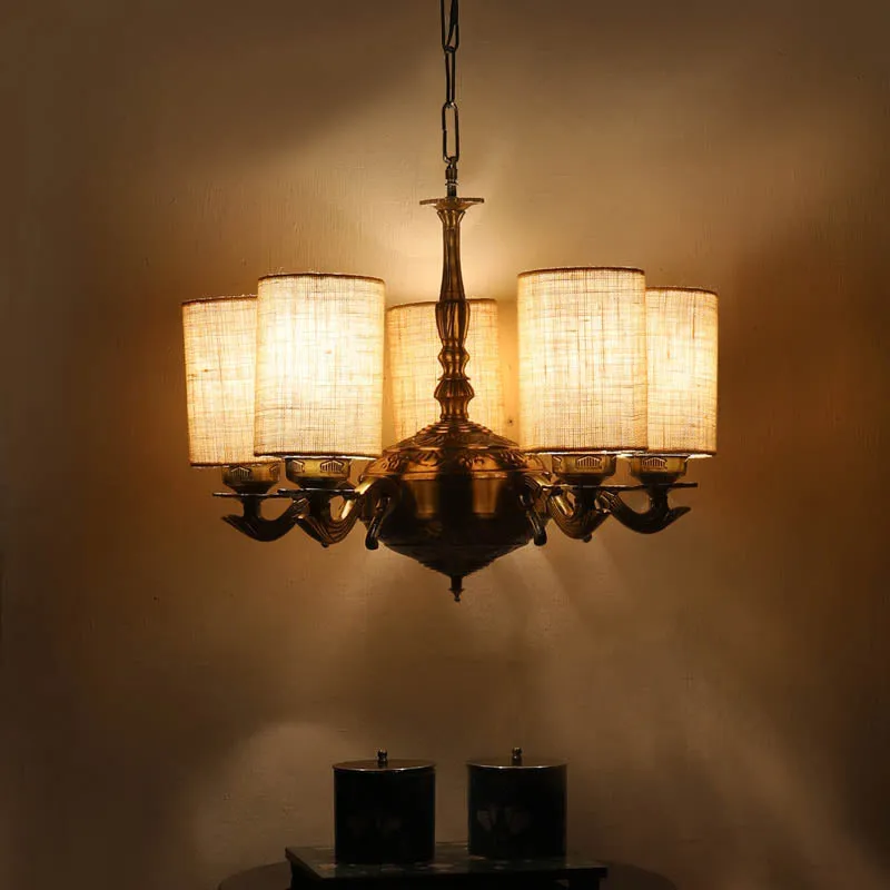 Glanna Cylindrical Golden Antique Ceiling Lamp media 1