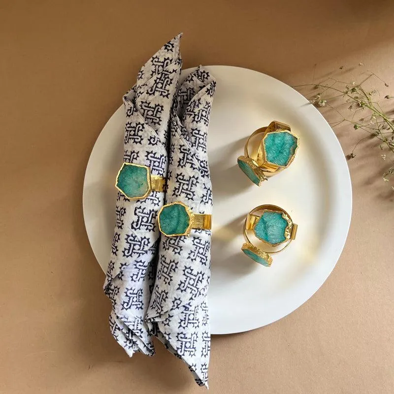 Suzzaine Handcrafted Agate Napkin Rings (Green) - Set Of Six media 4