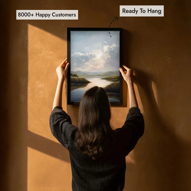 Pastel Horizons Archival Paper Wall Painting With Black Frame media 5