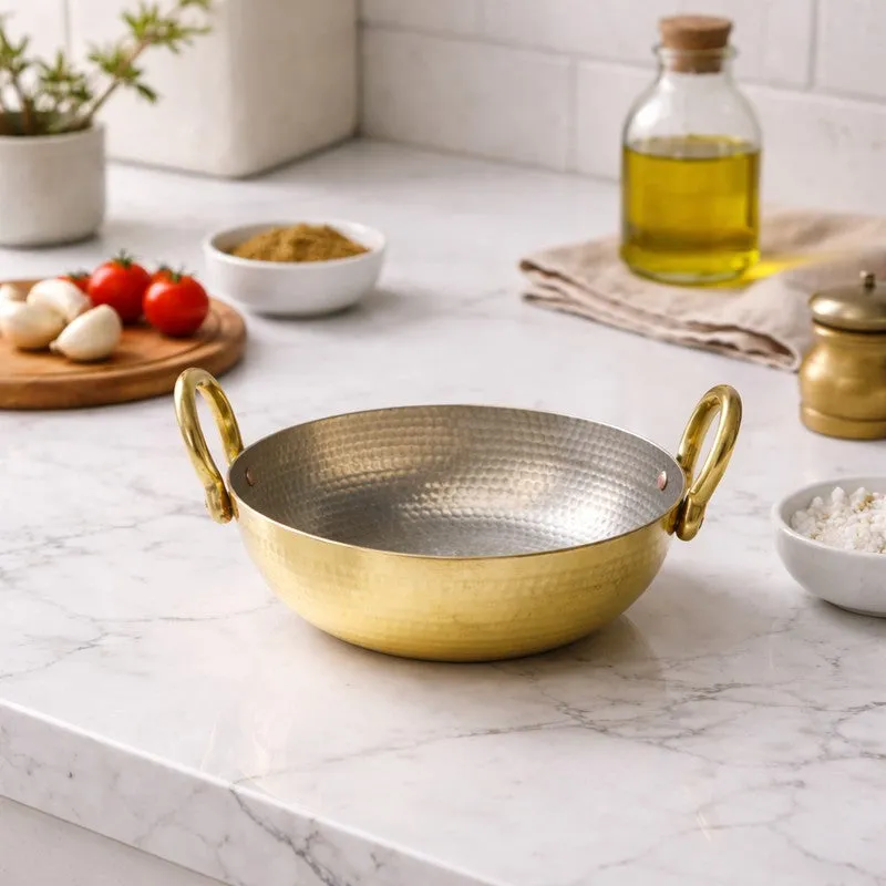 Aurelia Glossy Brass Kadhai - 1500 mL media 1