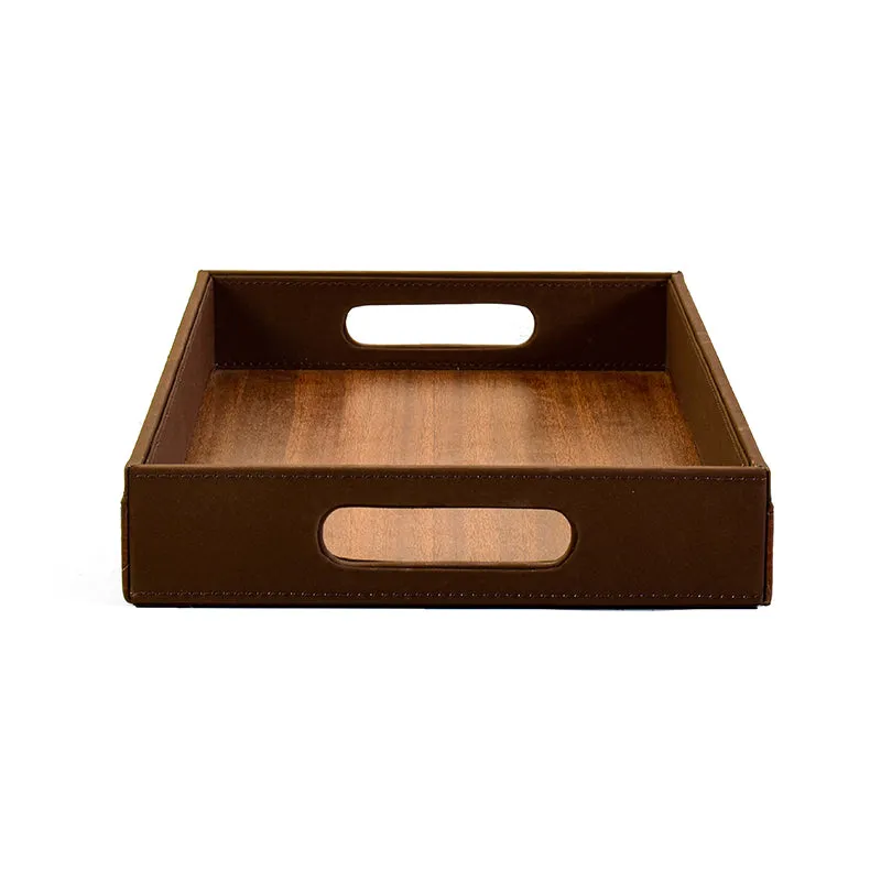 Trivox Faux Leather Serving Tray (Brown) - Set Of Two media 4