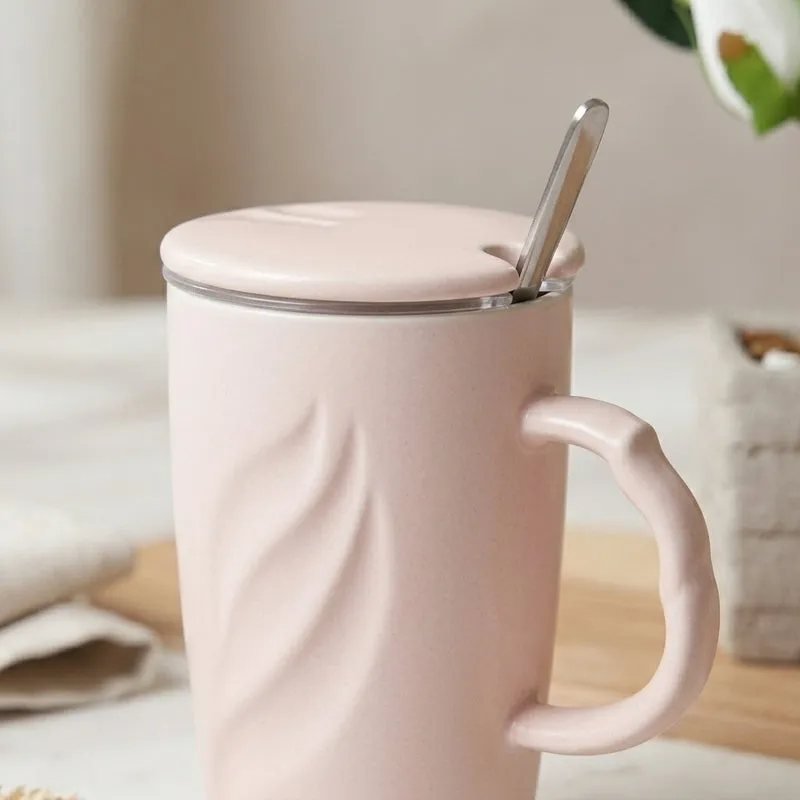 Wavy Ceramic Coffee Mug (400 mL) - Pink media 3