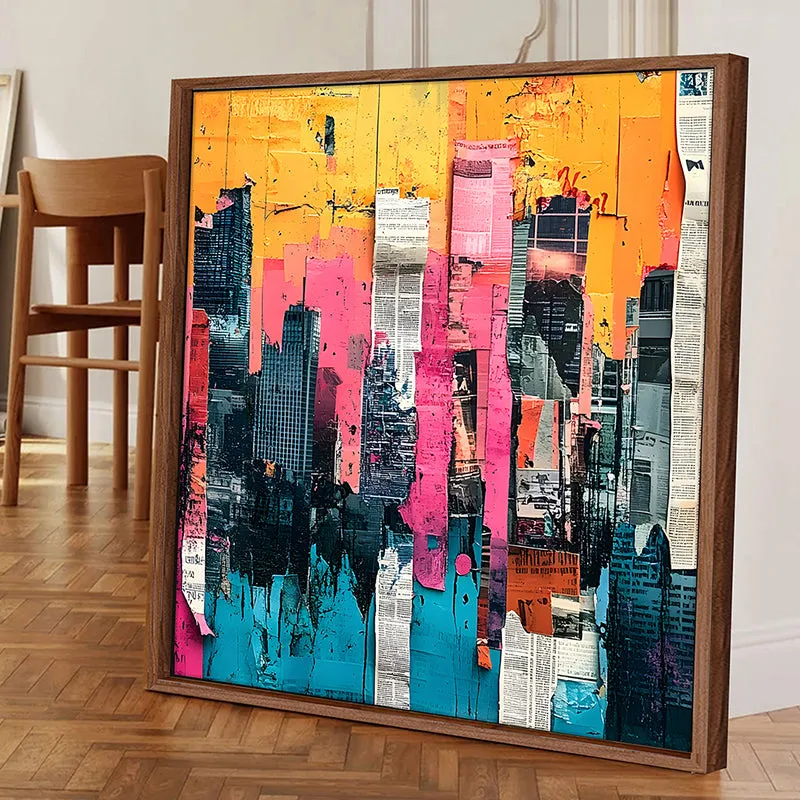 Technicolor City Wall Art With Frame - Brown media 2