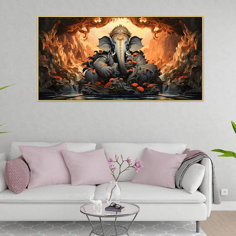 Divine Gajanana Wall Painting With Frame media 3