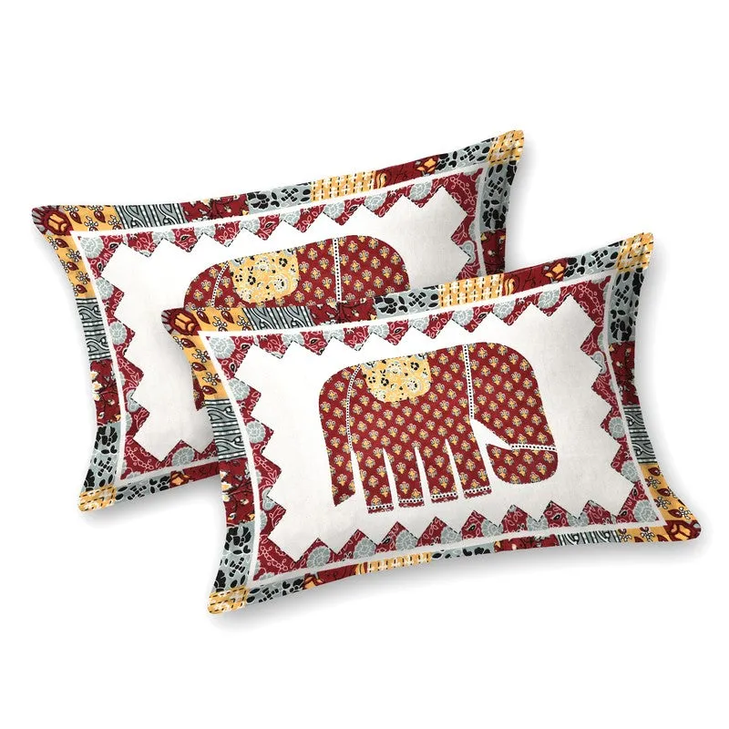 HaathiChhaap Cotton Bedsheet (Maroon) - 160 TC media 4