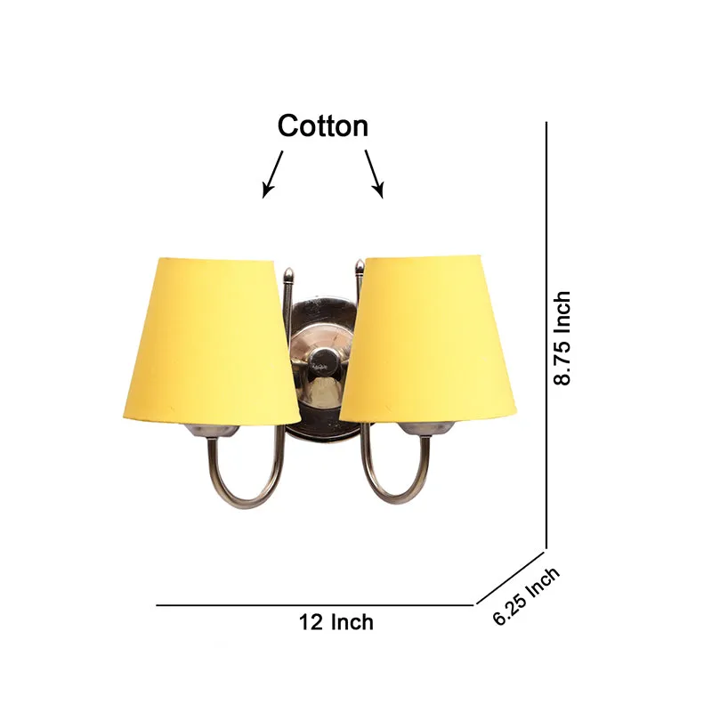 Veda Duo Conical Fabric & Metal Wall Lamp - Yellow media 5